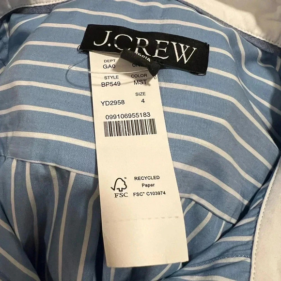 J. CREW | Relaxed-fit Cropped | Cotton Poplin | Shirt | Size 4 | NWT - Picture 7 of 10